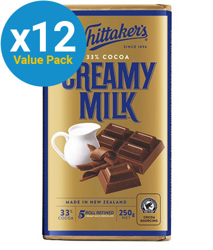 Whittaker's Creamy Milk Block (12 x 250g)