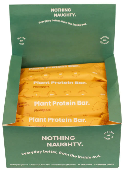 Nothing Naughty: Plant Protein Bars (12 x 40g) - Pineapple