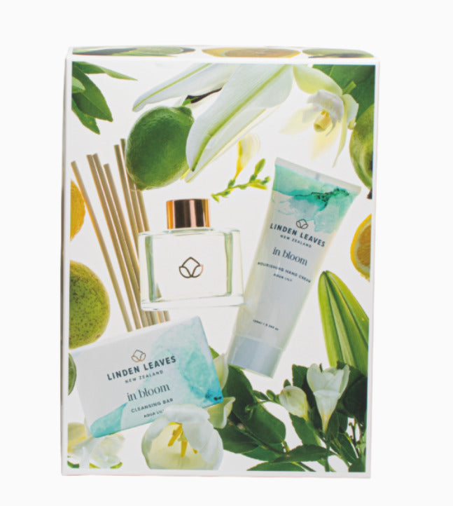Linden Leaves: Aqua Lily Hands & Home Gift Set