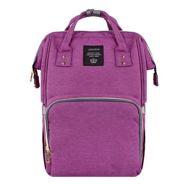 Large Capacity Mummy Diaper Bag Waterproof Backpack - Purple