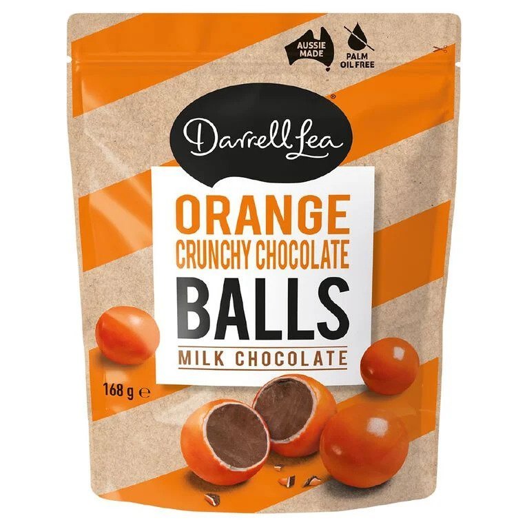 Darrell Lea Orange Crunchy Milk Chocolate Balls 168g (12 Pack)