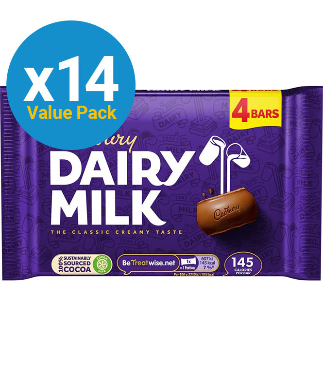 Cadbury Dairy Milk Chocolate 108g - 14 Pack