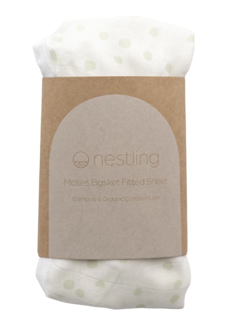 Nestling Moses Basket Muslin Fitted Sheet - Sage