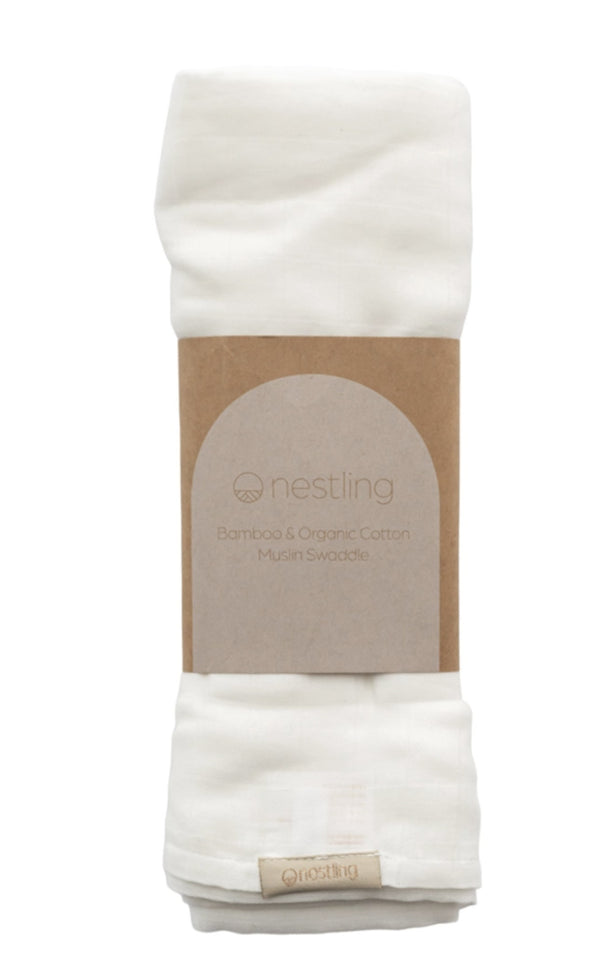 Nestling Muslin Swaddle Wrap - White