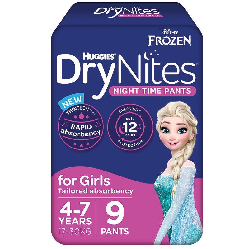 Huggies DryNites Night Time Girl Pants - 4-7 Years (27 Pack)