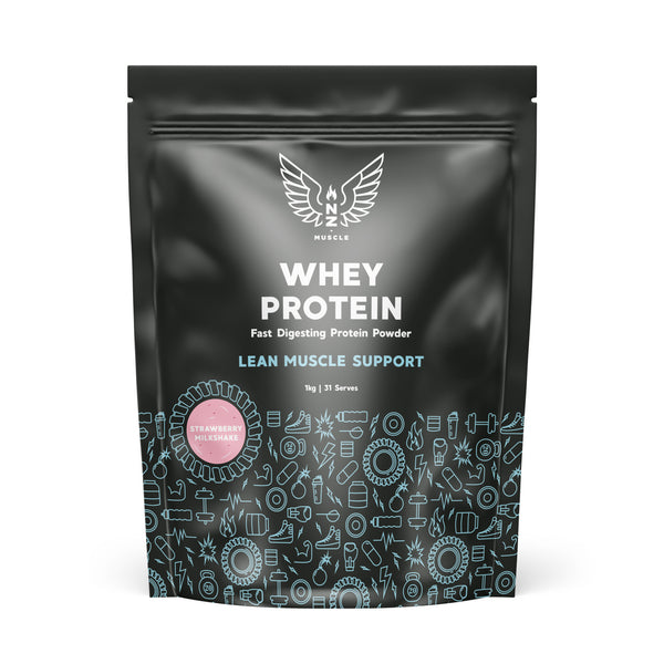 NZ Muscle: Whey Protein 1KG - Strawberry Milkshake