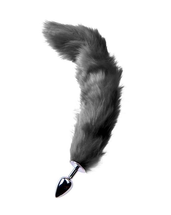 Kink Range: Bushy Tail Skeleton Fur Butt Plug - 2.9 Inch (Grey)