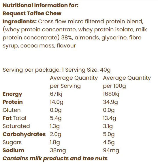 Nothing Naughty: Low Carb Request Bars - Toffee Chew (12 Pack)