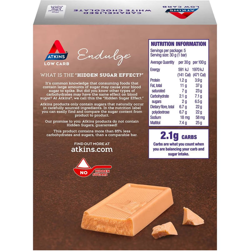 Atkins: Caramelised White Chocolate Bar (150g) x 5 (5 pack)