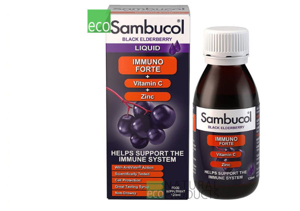 Sambucol: Immuno Forte Black Elderberry Liquid Vitamin C & Zinc (120ml)