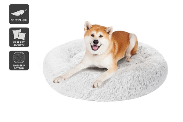 Pawever Pets: Round Nest Calming Bed - Grey (Small/Medium, 90cm)