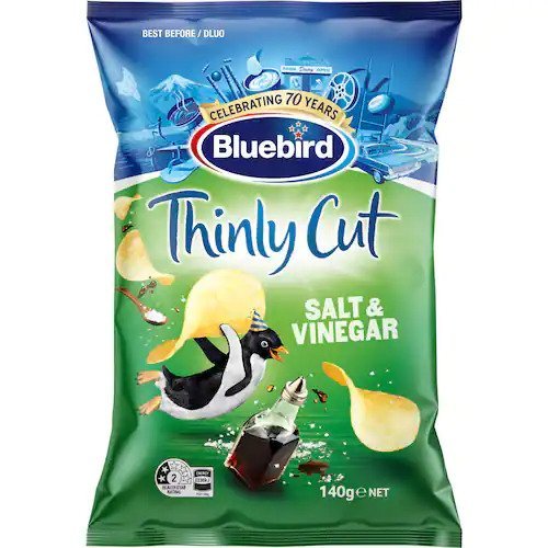 Bluebird Thinly Cut 140g - Salt & Vinegar (12 Pack)