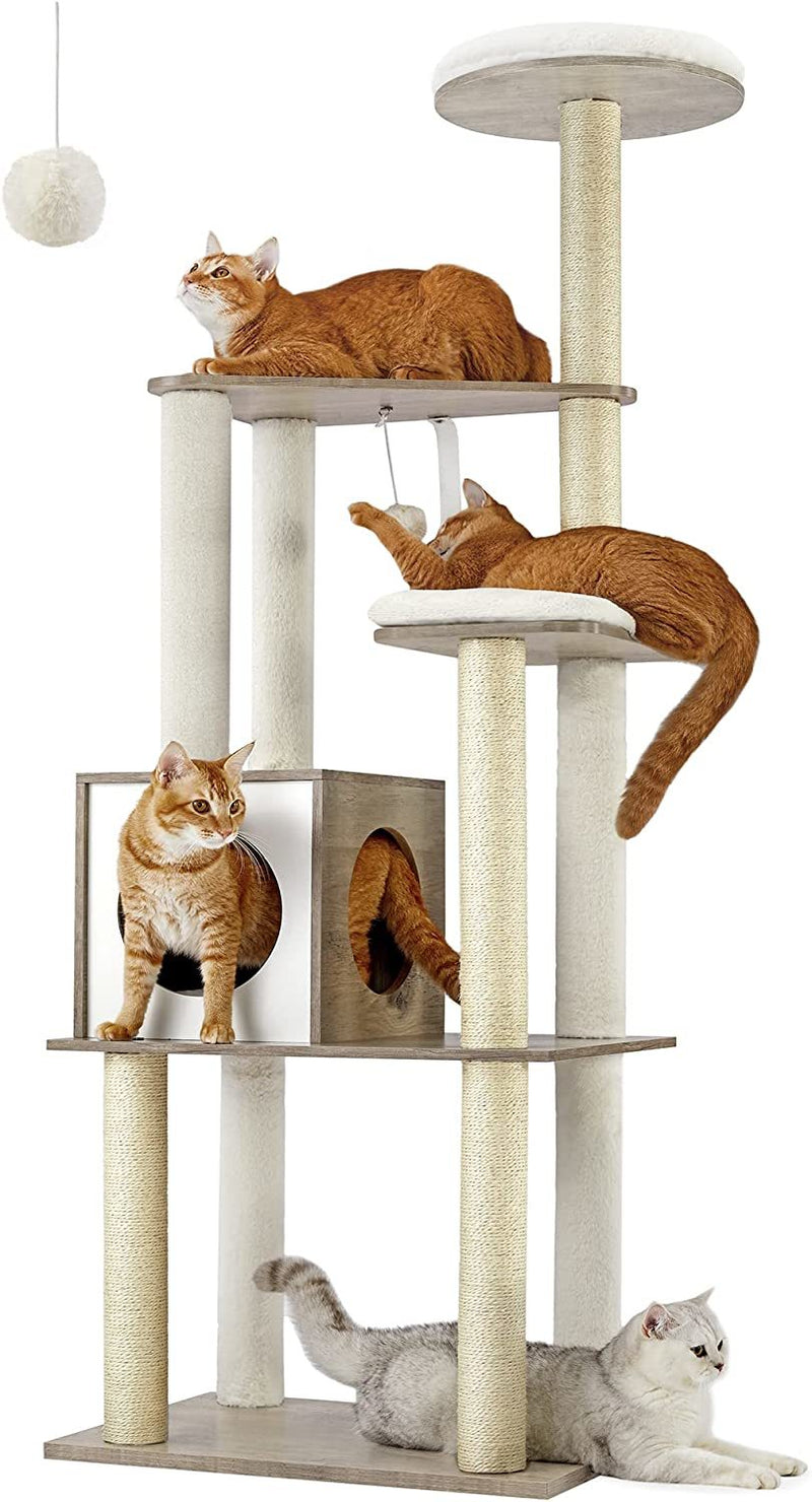 VASAGLE Feandrea WoodyWonders Cat Tree - Greige