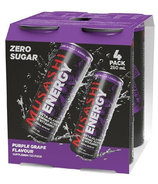 Musashi: Energy Drink - Purple Grape (4x250ml)