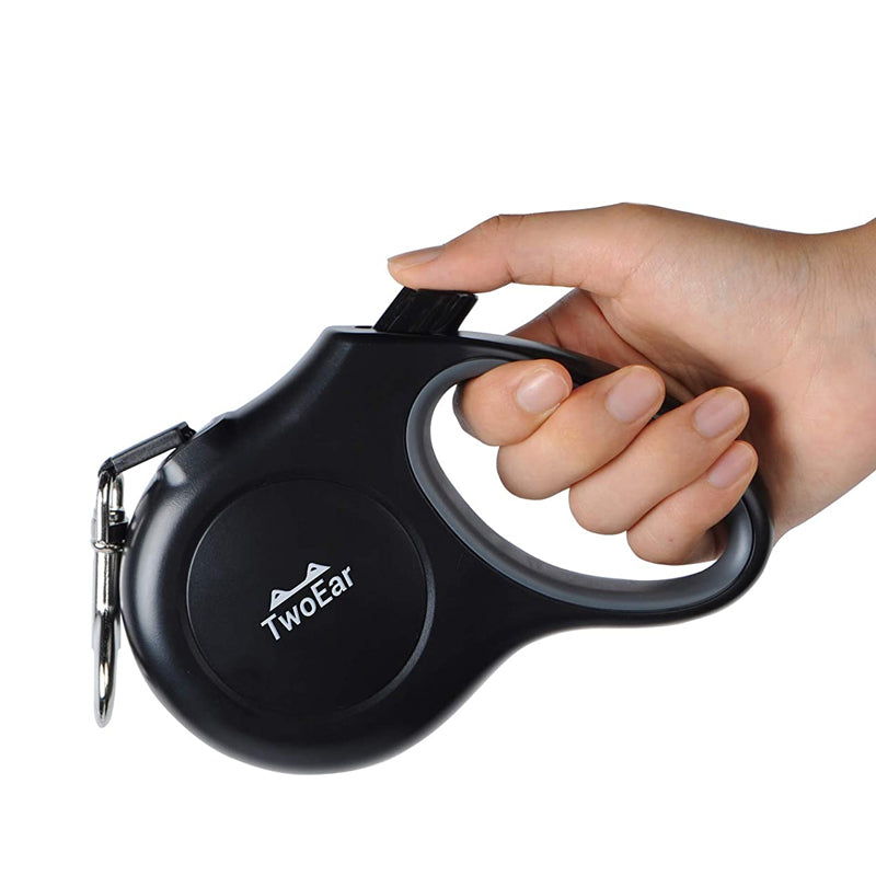 TwoEar: Retractable Dog Leash with Dispenser and Poop Bags - Black (Large)