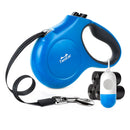 TwoEar: Retractable Dog Leash with Dispenser and Poop Bags - Blue (Medium)