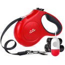 TwoEar: Retractable Dog Leash with Dispenser and Poop Bags - Red (Small)
