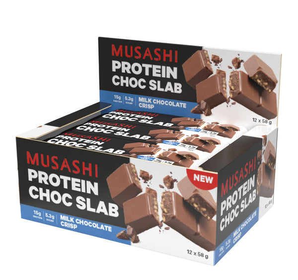 Musashi: Protein Choc Slab - Milk Choc (12 x 58g)