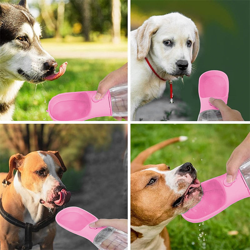Petswol: Portable Outdoor Pet Water Bottle Feeder - Pink