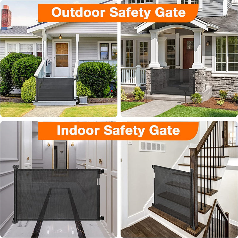 Petswol: Retractable Safety Gate Fence For Pets And Children - Black
