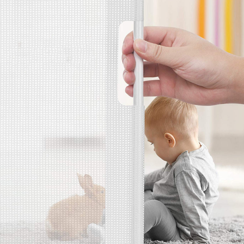 Petswol: Retractable Safety Gate Fence For Pets And Children - White