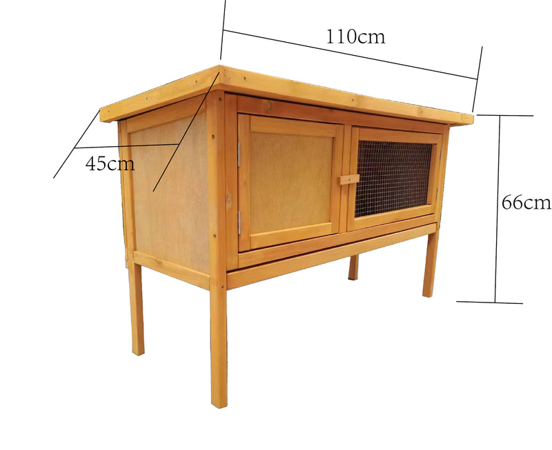 Solid Wood Raised Rabbit Hutch Bunny Cage with Pull Out Tray