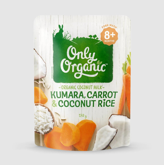 Only Organic: Kumara, Carrot & Coconut Rice Pouch (8 x 170g)