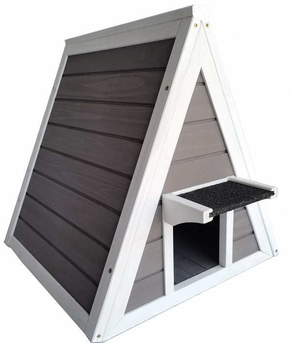 Solid Wood Outdoor Small Pet House - White & Light Grey