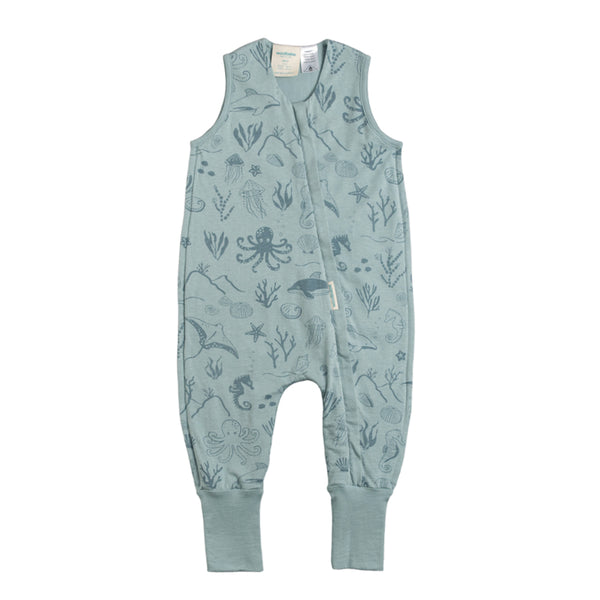 Woolbabe: 3-Seasons Merino/Organic Cotton Sleeping Suit - Tide Seascape (1 Year)