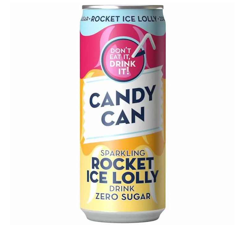 Candy Can Sparkling Rocket Ice Lolly Zero Sugar Can - 330ml (12 Pack)