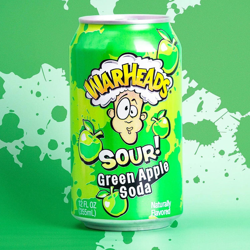 Warheads Sour Soda Can - Green Apple - 355ml (12 Pack)