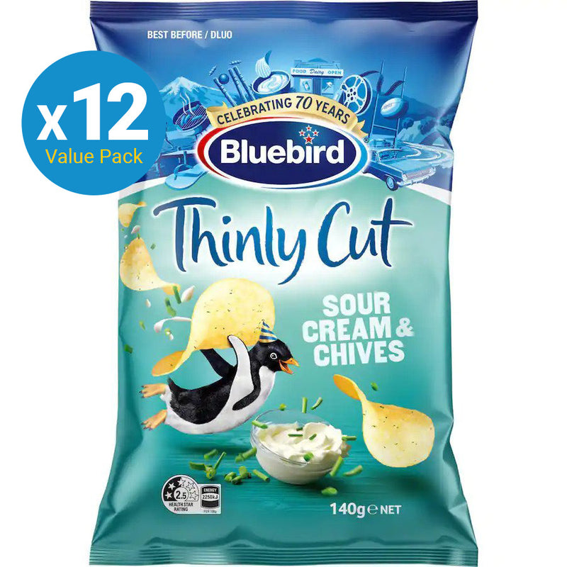 Bluebird Thinly Cut 140g - Sour Cream & Chives (12 Pack)