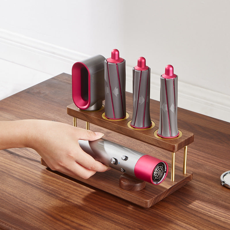 STORFEX: Walnut Wood Storage Stand Rack for Dyson Airwrap Curling Iron