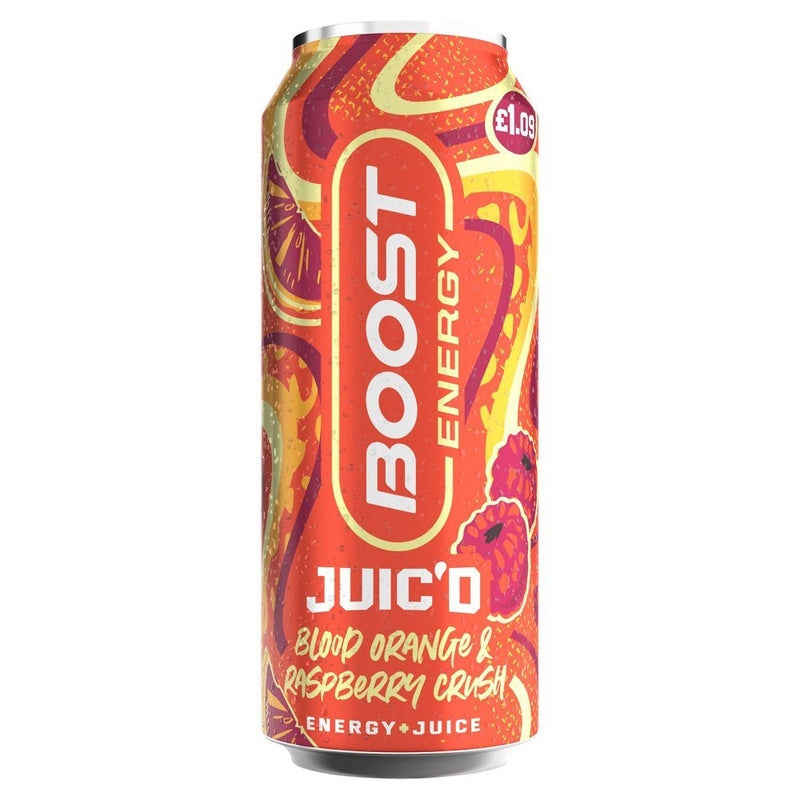 Boost Energy: Juic'd Blood Orange & Raspberry Crush - 500ml (12 Pack)