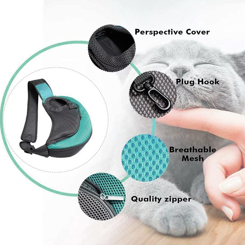 Ape Basics: Portable Mesh Breathable Pet Sling Backpack - Sea Green