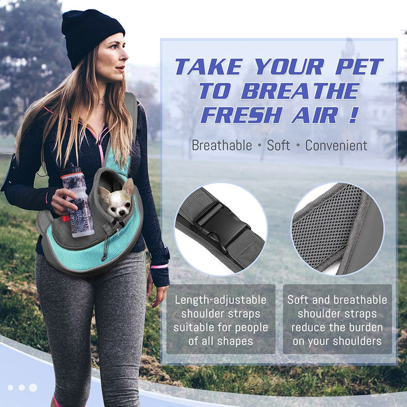 Ape Basics: Portable Mesh Breathable Pet Sling Backpack - Sea Green
