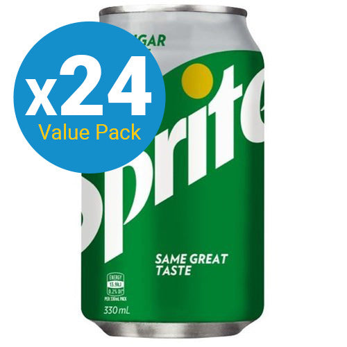 Sprite No Sugar Soft Drink Cans - 330ml (24 Pack) (Pack of 24)