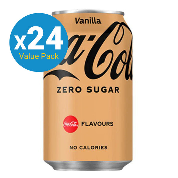 Coca-Cola Vanilla Zero Sugar Cans - 330ml (24 Pack) (Pack of 24)