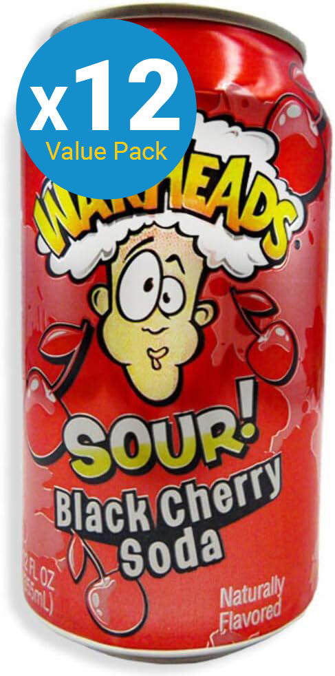Warheads Sour Soda Can - Black Cherry 355ml 12pk