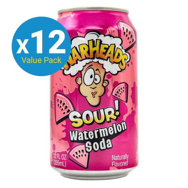Warheads Sour Soda Can - Watermelon 355ml 12pk