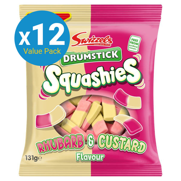 Swizzels Squashies Rhubarb & Custard - 131g (12 Pack)