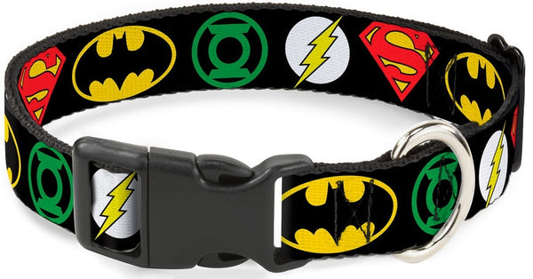 DC Comics: Justice League Logos Dog Clip Collar - Large (2.5cm)