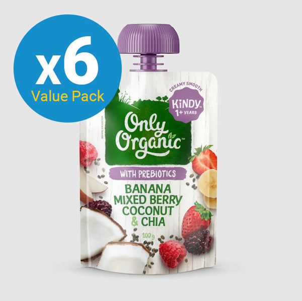 Only Organic: Kindy Mixed Berry, Coconut & Chia Seeds (6 x 100g)