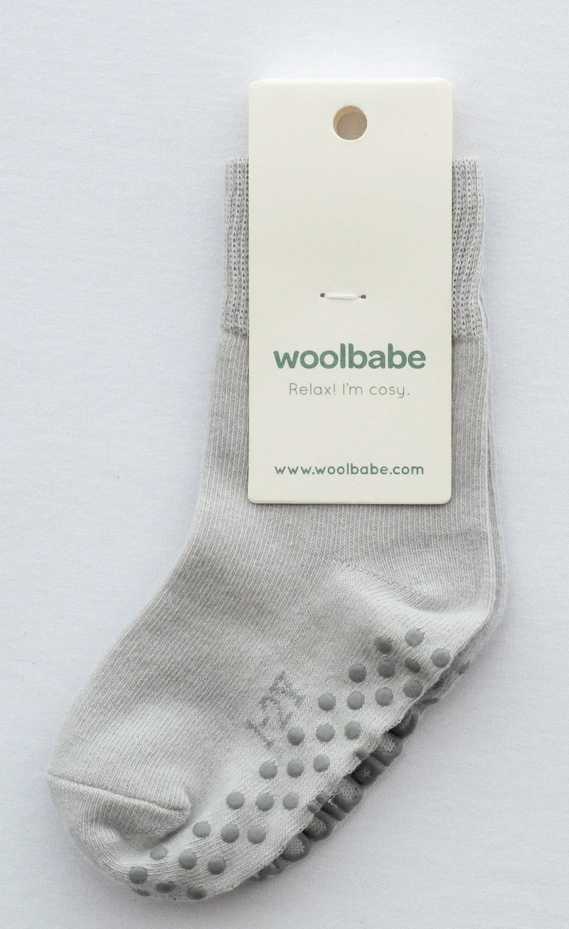 Woolbabe: Merino & Organic Cotton Sleepy Socks - Pebble (NB - 3 Months)