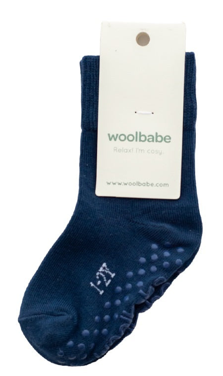 Woolbabe: Merino & Organic Cotton Sleepy Socks - Midnight (NB - 3 Months)