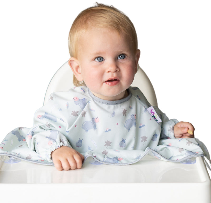 Tidy Tot: Long Sleeve Cover & Catch Bib - Hippo