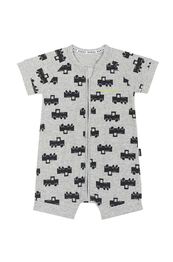 Bonds: YDG Short Zippy - Stampy Trucks Grey Marle (Size 000) (0-3 Months)