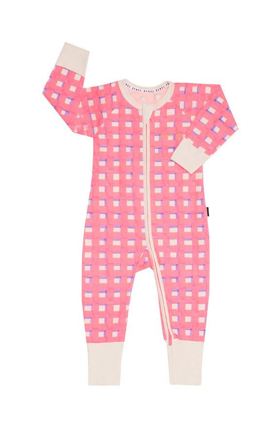 Bonds: Zip YDG Wondersuit - Painters Gingham Pink (Size 0) (6-12 Months)