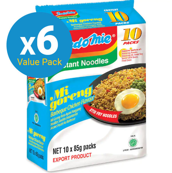 Indomie: Mi Goreng Barbeque Chicken Noodles 85gm - 10 Pack (Box of 6)