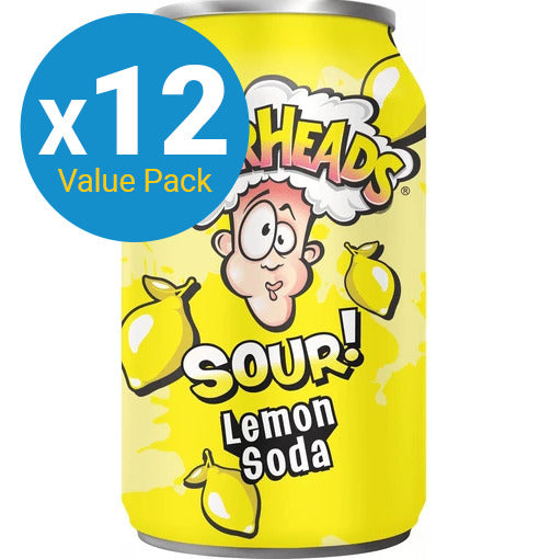 Warheads Sour Soda Can - Lemon - 355ml (12 Pack)